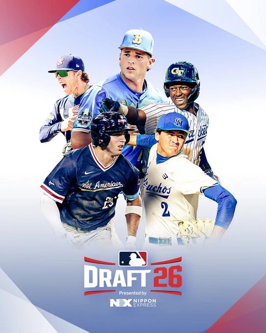 Photos of Grady Emerson, Roch Cholowsky, Vahn Lackey, Jacob Lombard and Jackson Flora on a blue, white and red background
DRAFT 26
PRESENTED BY
NIPPON EXPRESS