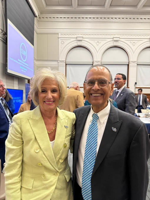 President Tripathi and Caroline Attardo Genco, who has been appointed by the SUNY Board of Trustees as UB's 16th president. 