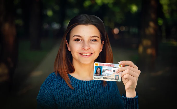 Synthetic human holding fake ID