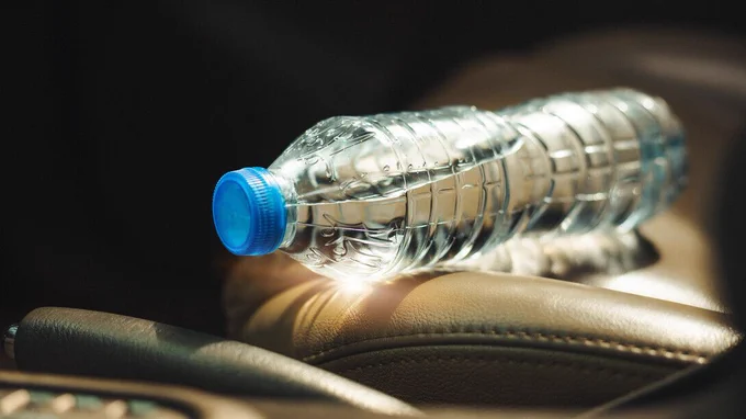 Bottle of water on a seat