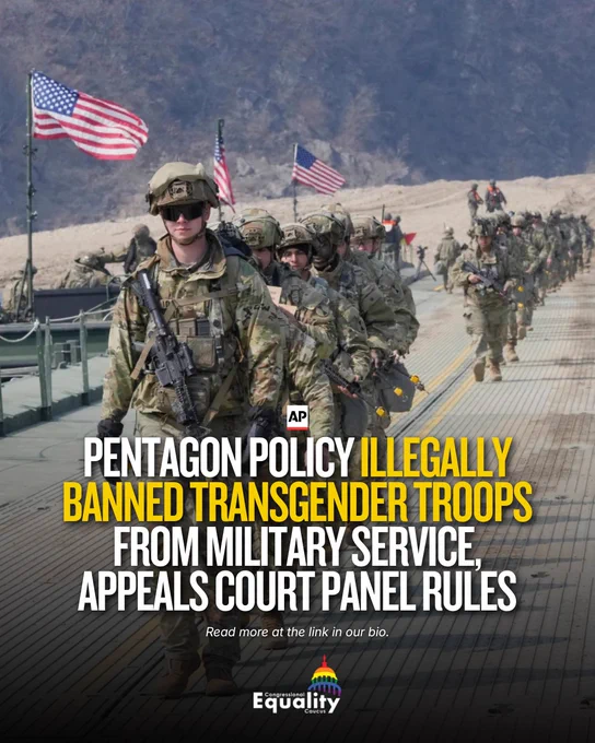 AP: "Pentagon policy illegally banned transgender troops from military service, appeals court panel rules." Read more at the link in our bio.