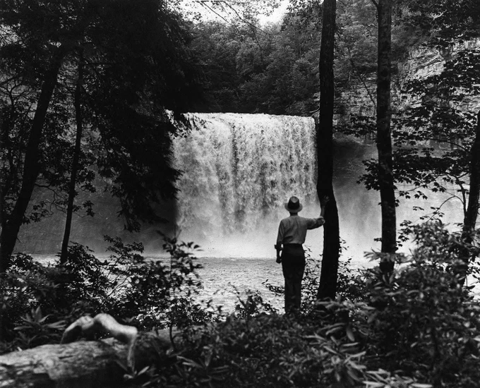 📸: A view of the Cane Creek Falls at the Fall Creek Falls State Park, June 1938. Courtesy of Tennessee State Library and Archives.