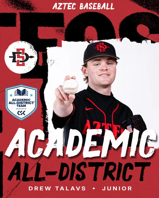 Aztec Baseball - CSC Academic All-District Graphic - Drew Talavs