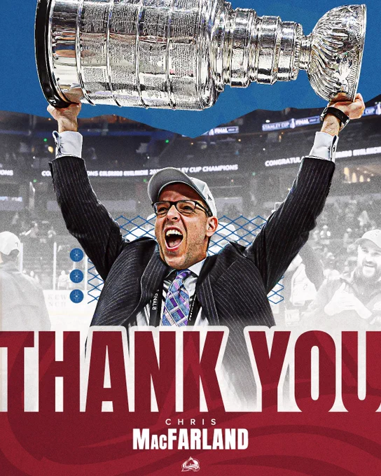 Thank you, Chris MacFarland.
Photo features Chris MacFarland holding the Stanley Cup over his head after the 2022 Stanley Cup victory in Tampa. 