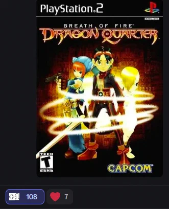 Breath of Fire: Dragon Quarter with 108 votes in the Implicit Conversions' Discord Retro Game Wishlist