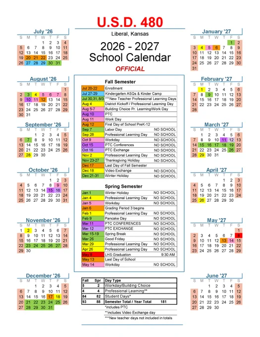 2026-2027 USD 480 Academic Calendar - English