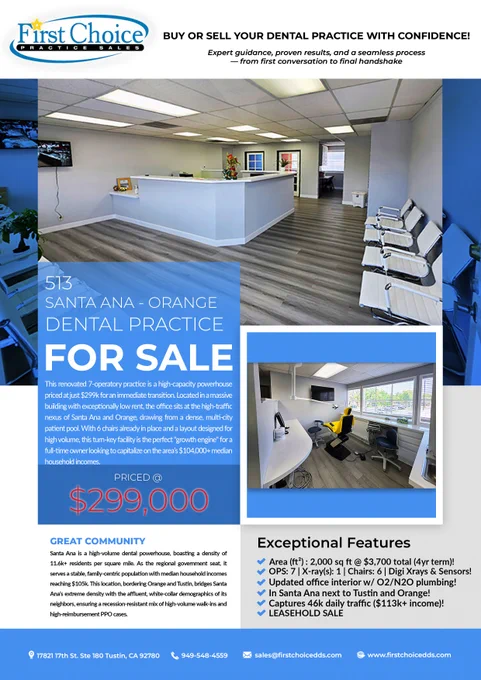 513 Santa Ana - Orange County Dental Practice for Sale