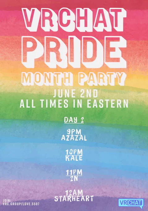VRChat Pride Month Party featuring Azazal, Kale, 2N and Starheart tonight