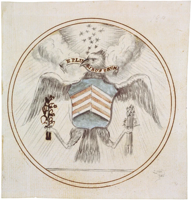 Charles Thomson's design for the Great Seal of the United States, 1782. NAID: 595257