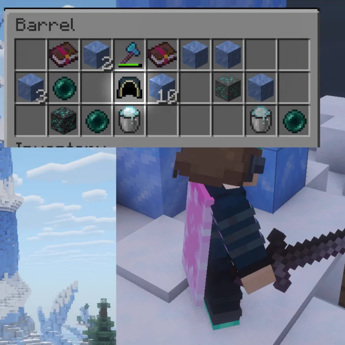 A Minecraft player discovers rare tool in a barrel