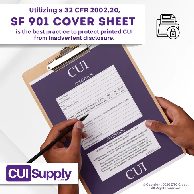 The form on our SF 901 Coversheet Notepads are designed to best help you mark and protect Controlled Unclassified Information (CUI). Save time with a pre-formatted, pre-printed SF 901 for quick use in busy production settings.