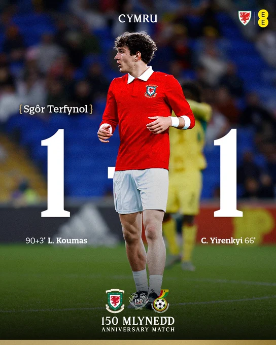 Full-time: Cymru 1-1 Ghana