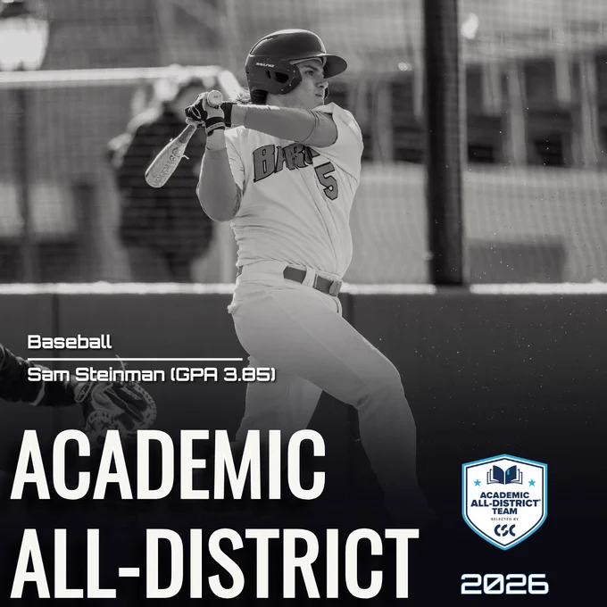 Congratulations to two of our talented baseball players who were named Academic All-District by the College Sports Communicators! 

The two players are Roy Longarzo and Sam Steinman.