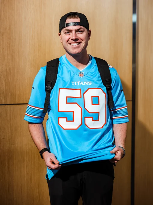 Ryan Weathers repping Tim Shaw's Titans Jersey. 