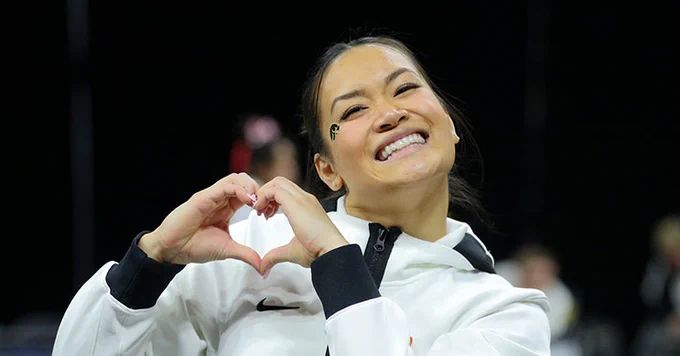 Adeline Kenlin is a two-time All-American is a Hawkeye gymnast.