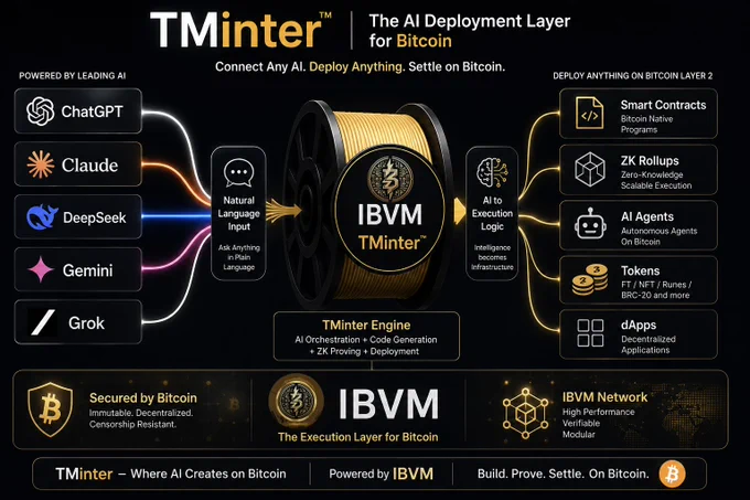 🚀 5,000  SMART CONTRACTS HAVE ALREADY BEEN LAUNCHED ON IBVM

What started as a vision to bring scalable execution to Bitcoin is now becoming reality.

Today, more than 5,000 smart contracts are deployed and running across the IBVM ecosystem.

⚡ AI-powered deployment through TMinter
⚡ Bitcoin-secured ZK Rollup infrastructure
⚡ Smart contracts deployed in minutes
⚡ Multi-chain interoperability across 65  ecosystems
⚡ Builders, creators, AI agents, communities, and enterprises already participating

TMinter is transforming simple prompts into real blockchain infrastructure.

ChatGPT.
Claude.
DeepSeek.
Gemini.
Grok.

Combined with IBVM’s execution engine, AI is no longer just generating content—it is deploying applications, launching tokens, creating agents, and building the future of Bitcoin.

This is more than smart contract deployment.

This is the beginning of AI-powered infrastructure on Bitcoin.