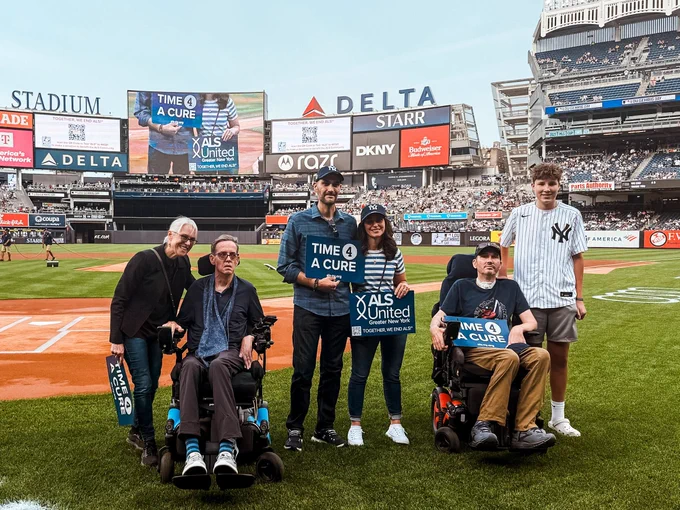 Members of Her ALS Story, Target ALS, ALS United Greater New York, and Team Gleason honored in a pregame ceremony at Yankee Stadium on Lou Gehrig Day. 
