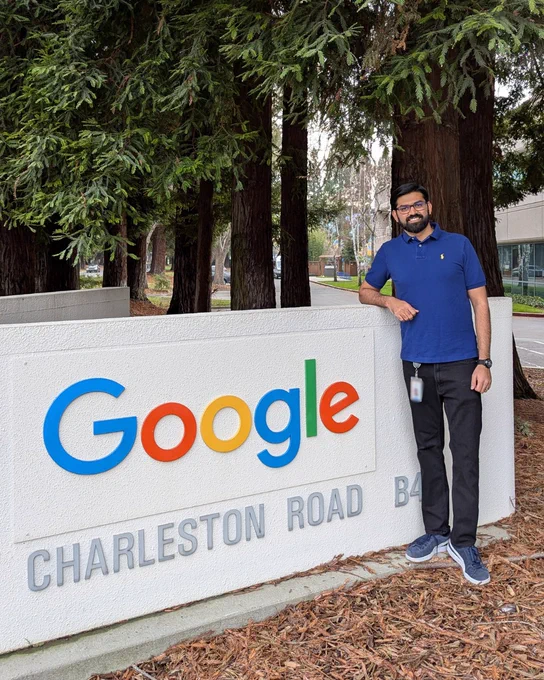 Samrat in front of Google logo