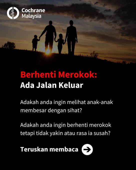 Berhenti Merokok: Ada Jalan Keluar.
Adakah anda ingin melihat anak-anak membesar dengan sihat? Adakah anda ingin berhenti merokok tetapi tidak yakin atau rasa ia susah? Teruskan membaca.