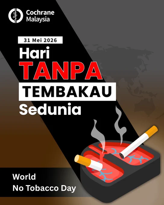 Poster untuk Hari Tanpa Tembakau Sedunia (World No Tobacco Day) pada 31 Mei 2026 dengan lukisan rokok yang diletak dalam bekas abu rokok yang berbentuk seperti paru-paru.  