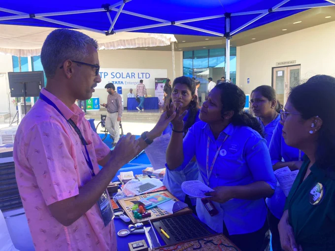 Students, Interns and Employees of TP Solar Ltd., experiencing a 'Deafblind Experience Zone' organised by NIEPMD (D), demonstrated by Person with Deafblindness, on the occasion of 'Global Accessibility Awareness Day' on 21st May 2026.