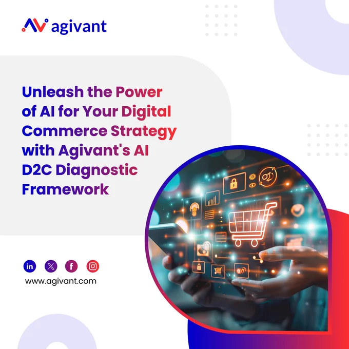 Agivant helps businesses innovate, scale, and optimize digital commerce strategies using AI-powered solutions. Our AI D2C Diagnostic Framework assesses your needs and delivers tailored recommendations for success.