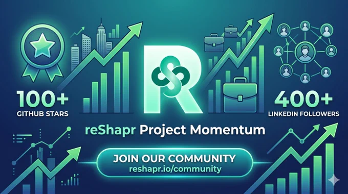 𝗿𝗲𝗦𝗵𝗮𝗽𝗿 is gaining 𝘀𝗲𝗿𝗶𝗼𝘂𝘀 𝗺𝗼𝗺𝗲𝗻𝘁𝘂𝗺! 🚀

This week, we hit two fantastic milestones thanks to your support:
⭐ 𝟭𝟬𝟬  𝗦𝘁𝗮𝗿𝘀 on GitHub
👥 𝟰𝟬𝟬  𝗙𝗼𝗹𝗹𝗼𝘄𝗲𝗿𝘀 right here on LinkedIn

A massive thank you to everyone contributing, testing, and driving this project forward. We’re just getting started!