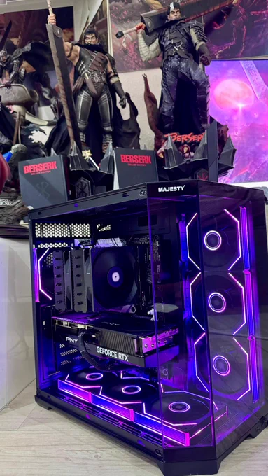 Ryzen 5 9600x
RTX 5070 Ti 16GB PNY OC 
Asus Rog Strix B650-A 
G.Skill 16GBx2 6kmhz c36
2TB XPG 
Thermalright PA Dual Tower 
Majesty 1000w Gold 3.1 
Majesty Mid Mavera