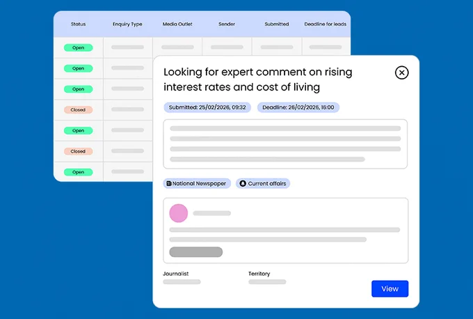 Media requests in the Vuelio platform. 
