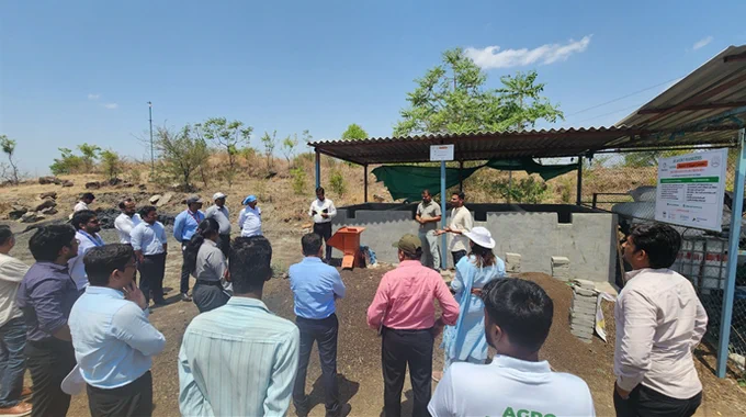 Following the CSR Roundtable Conference held at the NABARD Office on 5th May 2026, a delegation of CSR partners & NABARD team visited the Dhamari RuTAGe Smart Village Center (RSVC) established by Vigyan Ashram & Agro Rangers with the support of La Foundation, to gain an in-depth understanding of the RSVC model, its operations, technology interventions, and community impact. The visit provided an opportunity for the participants to interact directly with the RSVC staff, implementation partners, beneficiaries, & funding organizations, enabling them to appreciate the functioning & sustainability framework of the initiative.
During the visit, the delegation observed the various technologies deployed at the center, reviewed the service delivery mechanisms, & engaged in discussions on the scalability & sustainability of the RSVC model. The participants appreciated the role of RSVCs in facilitating rural technology dissemination, livelihood enhancement, entrepreneurship development, etc.