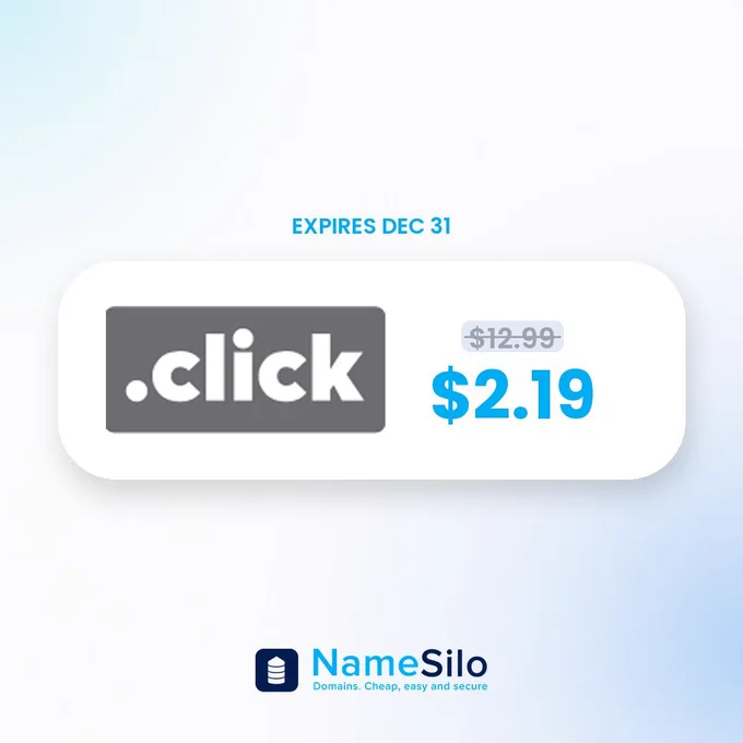 NameSilo: .CLICK $2.19 first year, was $12.99