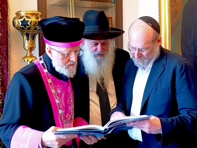 Chief Rabbi of Türkiye Hahambaşı Rav David Sevi with Chief Rabbi Hasid of Gibraltar and Rabbi Mendy Chitrik chairman of @RabbisAlliance 