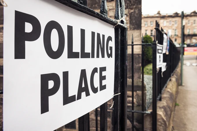 Exterior of a polling place in Edinburgh.