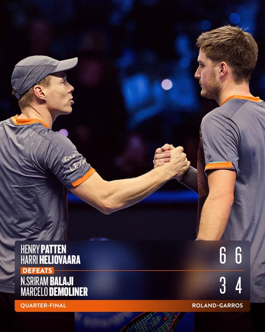 graphic showing Henry & Harri's QF win at Roland Garros 
