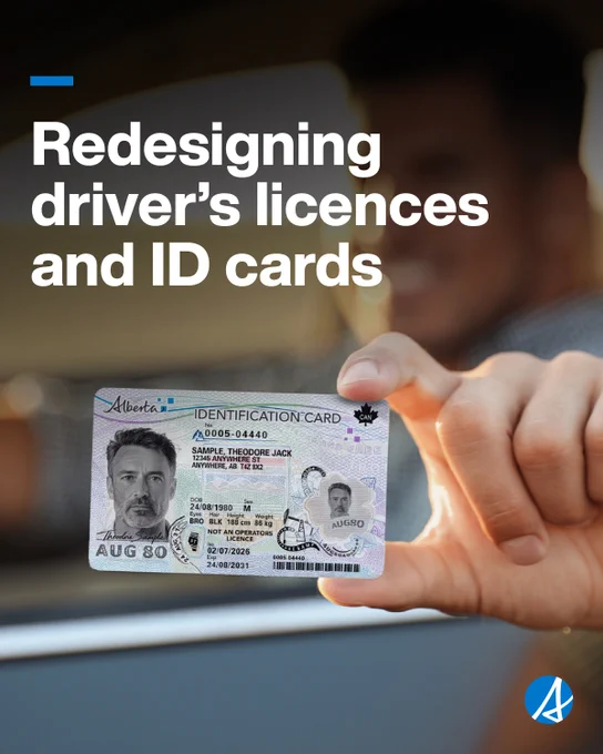 Image of the new driver’s license. Text reads Redesigning driver’s licences and ID cards.