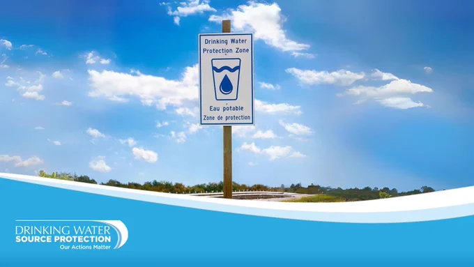 A drinking water protection zone sign.