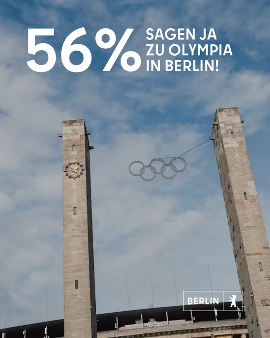 56% sagen ja zu Olympia in Berlin! Foto vom Olympiastadion.
