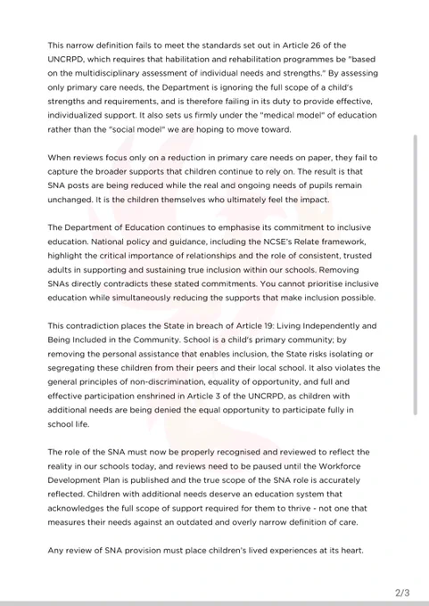 [ALT Text: Photos show the ANÉ logo and our submission regarding SNA Allocations & UNCRPD Compliance to government earlier this year. Contact us for a pdf copy.]