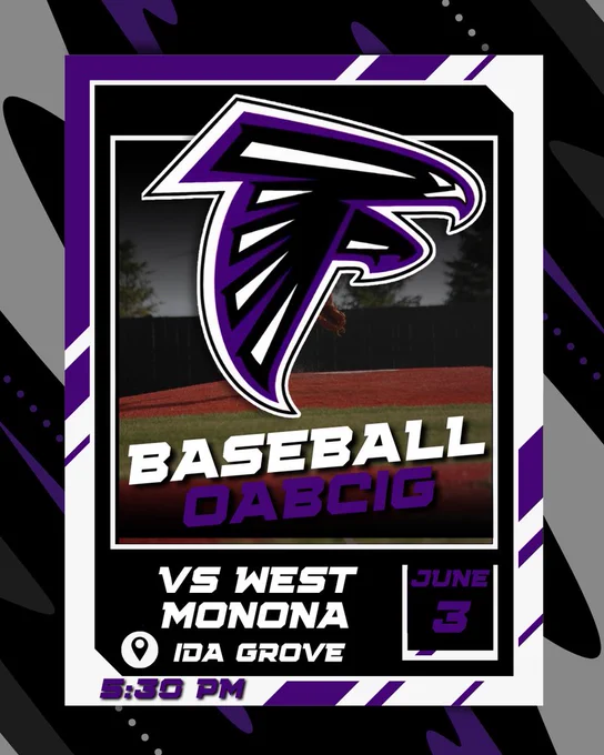 6/3 Baseball vs West Monona  in Ida Grove at 5:30 PM 