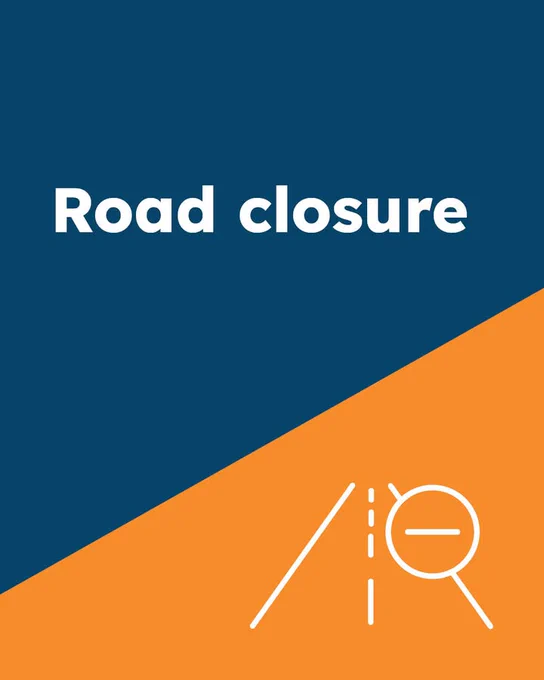 An icon of a hazard sign over a road with text "Road Closure".