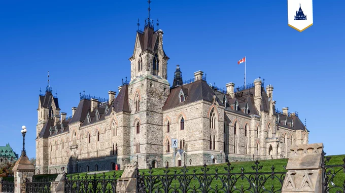 Exterior view of West Block. 