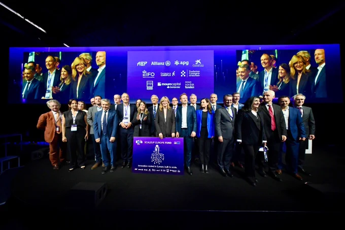 Group photo of the Scaleup Europe Fund launch at the European Innovation Council Summit in Brussels, 3 June 2026.