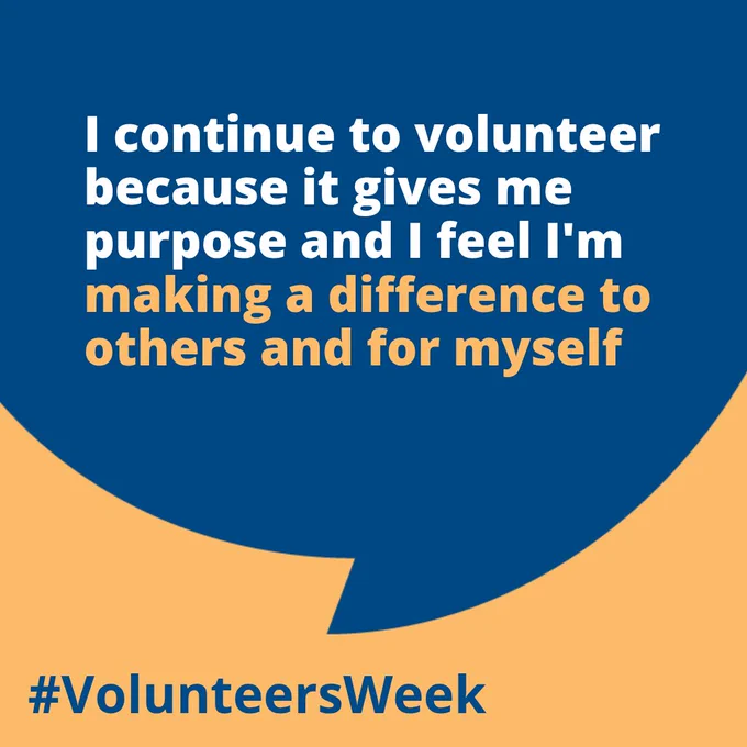 Citizens Advice volunteer quote “I continue to volunteer because it gives me purpose and I feel I'm making a difference to others and for myself” with hashtag #VolunteersWeek