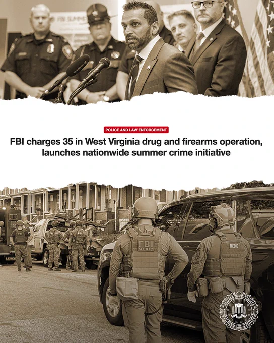 FBI charges 35 in West Virginia drug and firearms operation, launches nationwide summer crime initiative