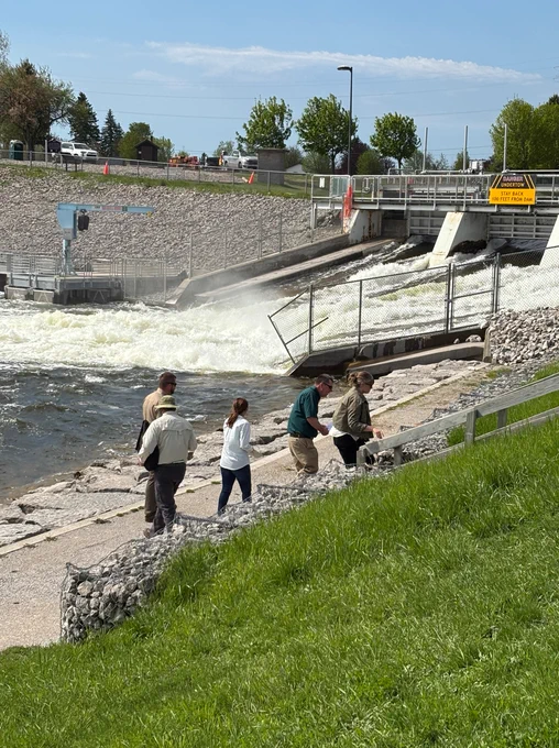 Crews surveying the Cheboygan Lock and Dam Complex