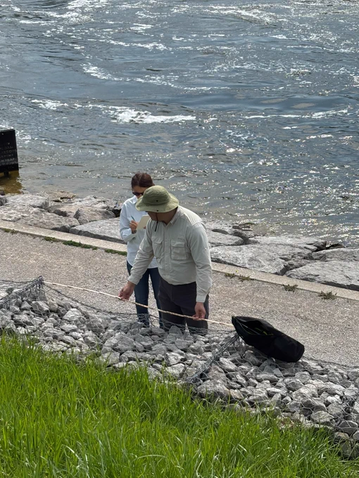 Crews surveying the Cheboygan Lock and Dam Complex