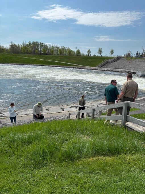 Crews surveying the Cheboygan Lock and Dam Complex