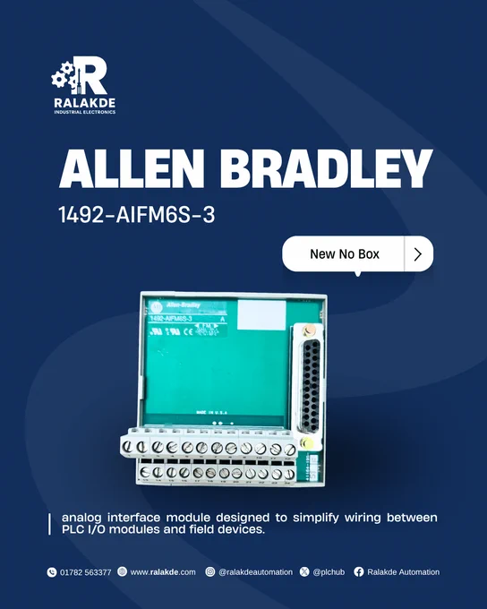 Ralakde Allen-Bradley 1492-AIFM6S-3 six-channel isolated analog interface module with fixed terminal block for industrial PLC wiring and analog signal connectivity.