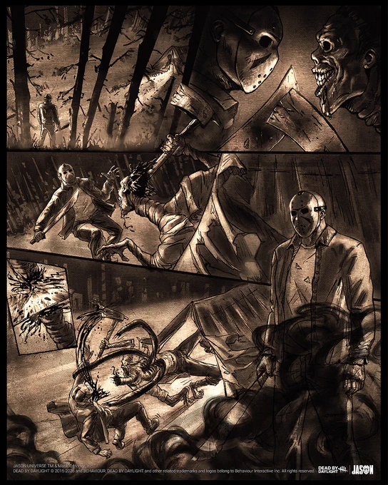 The Slasher facing The Unknown in the forest. 