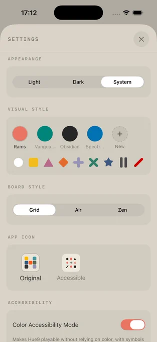 New Hue9 settings design.